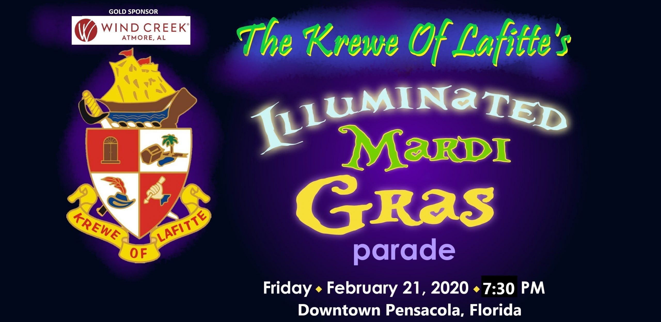 2020 Krewe of Lafitte Illuminated Mardi Gras Parade – Downtown Pensacola